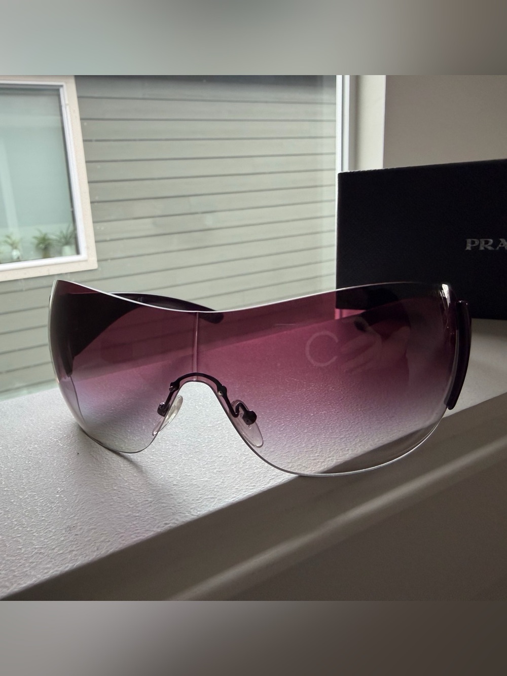 Prada Women’s Rimless Shield Sunglasses - Purple Gradient Lenses